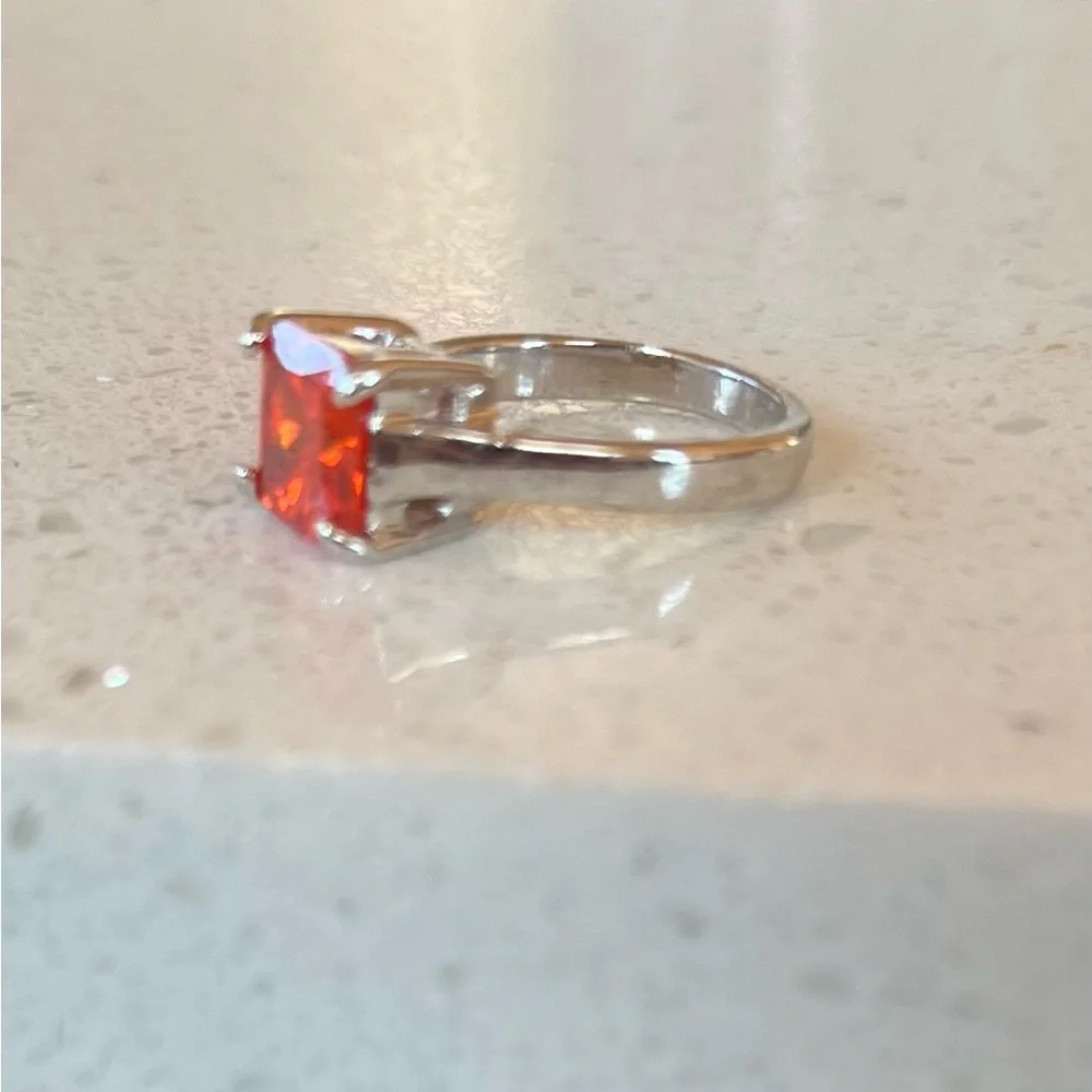 Girls Garnet January Birthstone Solitaire Ring - Size 3